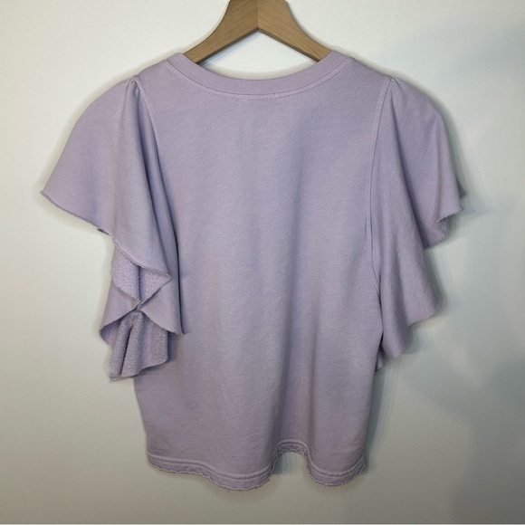 Michael Stars Ariana Flutter Sleeve Top in Pale Lilac Purple, Size Medium - Picture 6 of 9